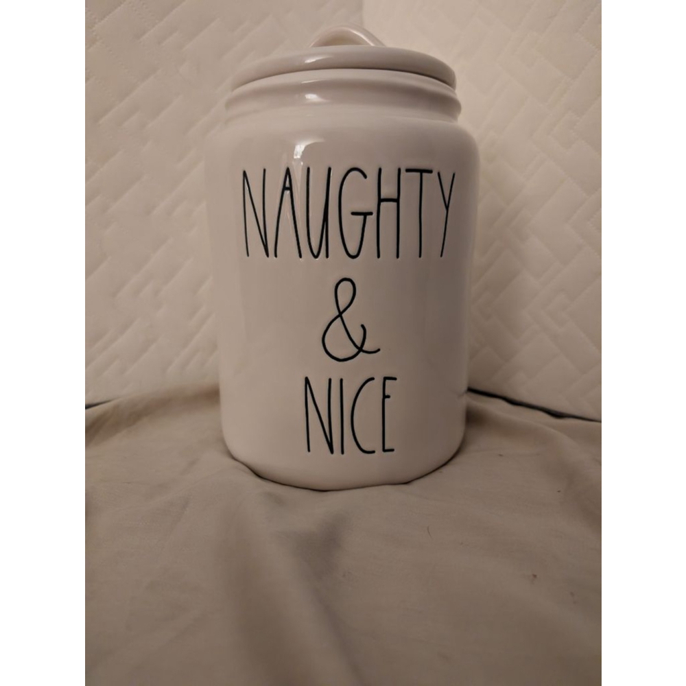 Rae Dunn White Black Naughty Nice Food Storage Jar One Size
